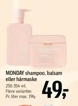 Føtex MONDAY shampoo, balsam eller hårmaske tilbud