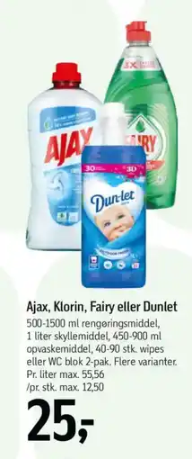 Føtex Ajax, Klorin, Fairy eller Dunlet tilbud
