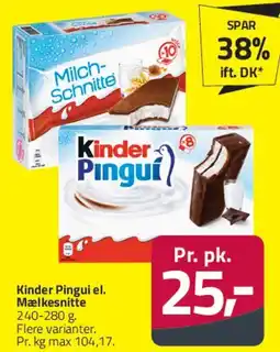 Fleggaard Kinder Pingui el. Milch-Schnitte tilbud