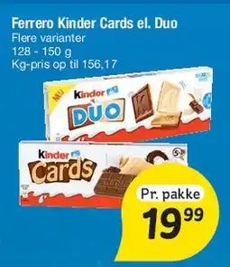 Fakta Tyskland Ferrero Kinder Cards el. Duo tilbud