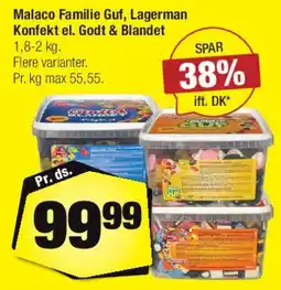 Calle Malaco Familie Guf, Lägeman Konfekt el. Godt & Blandet tilbud
