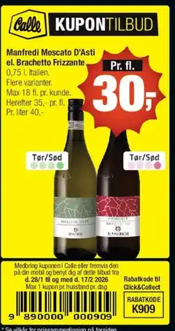 Calle Manfredi Moscato D'Asti / Brachetto Frizzante tilbud