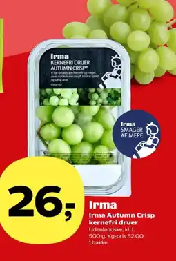 Kvickly Irma Autumn Crisp kernefri druer tilbud