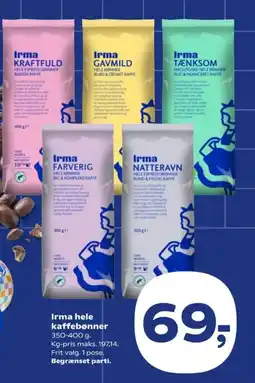 Kvickly Irma hele kaffebønner tilbud