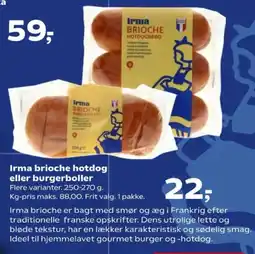 Kvickly Irma brioche hotdog eller burgerboller tilbud