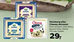 Kvickly Arla Klovborg eller Cheasy skiveost tilbud