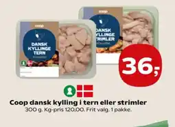Kvickly Coop dansk kylling i tern eller strimler tilbud