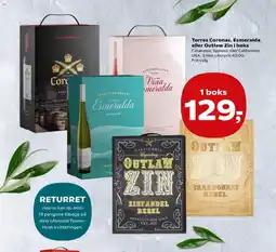 Kvickly Torres Coronas, Esmeralda eller Outlaw Zin i boks tilbud