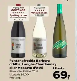 Kvickly Fontanafredda Barbera d'Alba, Langhe Chardonnay eller Moscato d'Asti tilbud