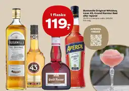Kvickly Bushmills Original Whiskey, Licor 43, Grand Marnier Rød eller Aperol tilbud