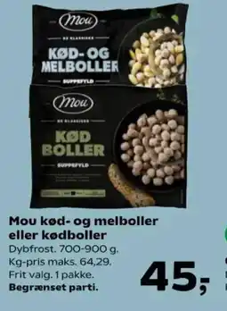 Kvickly Mou kød- og melboller eller kødboller tilbud