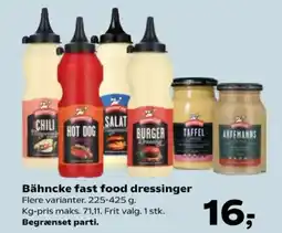 Kvickly Bähncke fast food dressinger tilbud