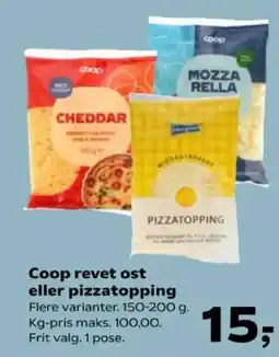 Kvickly Coop revet ost eller pizzatopping tilbud