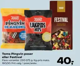 Kvickly Toms Pingvin poser eller Festival tilbud