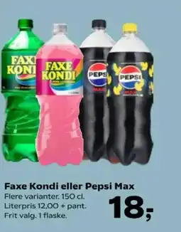 Kvickly Faxe Kondi eller Pepsi Max tilbud
