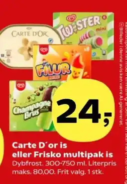 Kvickly Carte D'or is eller Frisko multipak is tilbud