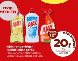 Kvickly AJAX rengørings- middel eller spray tilbud