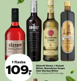 Kvickly Råstoff Shots, 1-Enkelt Bitter, Brøndums Snaps eller Nordsø Bitter tilbud
