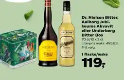 Kvickly Dr. Nielsen Bitter, Aalborg Jubi- læums Akvavit eller Underberg Bitter Box tilbud