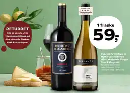 Kvickly Piccini Primitivo di Manduria Riserva eller Yealands Single Block Organic tilbud