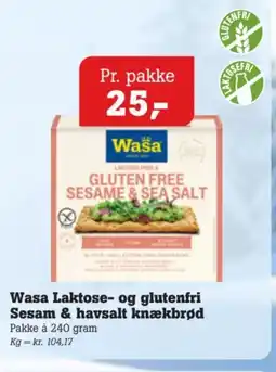 Poetzsch Padborg Wasa Laktose- og glutenfri Sesam & havsalt knækbrød tilbud