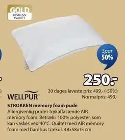 JYSK STROKKEN memory foam pude tilbud