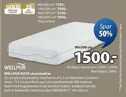 JYSK WELLPUR KVITA skummadras tilbud