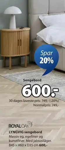 JYSK LYNGVIG sengebord tilbud