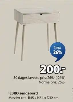 JYSK ILBRO sengebord tilbud