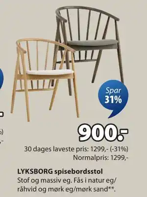 JYSK LYKSBORG spisebordsstol tilbud
