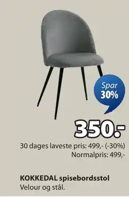 JYSK KOKKEDAL spisebordsstol tilbud