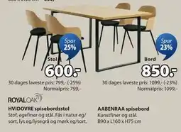 JYSK HVIDOVRE spisebordsstol tilbud