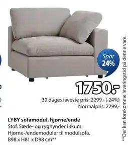 JYSK LYBY sofamodul, hjørne/ende tilbud