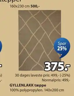 JYSK GYLLENLAKK tæppe tilbud