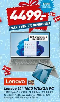 Bilka Lenovo 14” 16:10 WUXGA PC tilbud