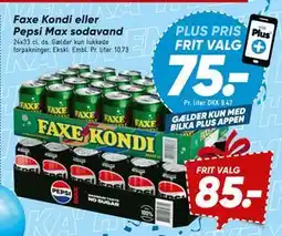 Bilka Faxe Kondi eller Pepsi Max sodavand tilbud