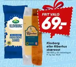 Bilka Klovborg eller Riberhus skæreost tilbud