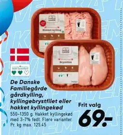 Bilka De Danske Familiegårde gårdkylling, kyllingebrystfilet eller hakket kyllingekød tilbud
