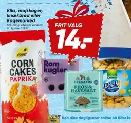 Bilka Kiks, majskager, knækbrød eller Kage marked tilbud
