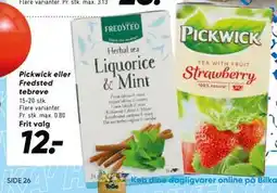 Bilka Pickwick eller Fredsted tebreve tilbud