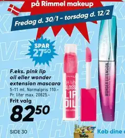 Bilka pink lip oil eller wonder extension mascara tilbud