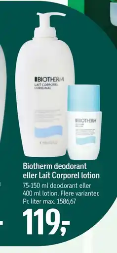 Føtex Biotherm deodorant eller Lait Corporel lotion tilbud