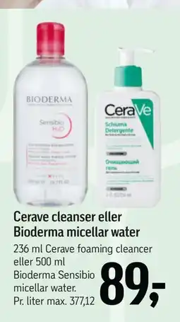 Føtex Cerave cleanser eller Bioderma micellar water tilbud
