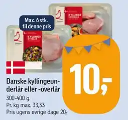Føtex Danske kyllingeunderlår eller -overlår tilbud