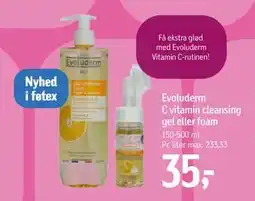 Føtex Evoluderm C vitamin cleansing gel eller foam tilbud