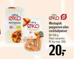 Føtex Økologisk pepperoni eller cocktailpølser tilbud