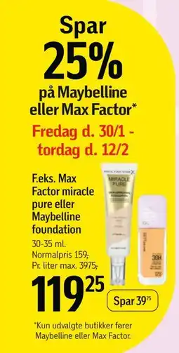 Føtex Spar 25% på Maybelline eller Max Factor tilbud
