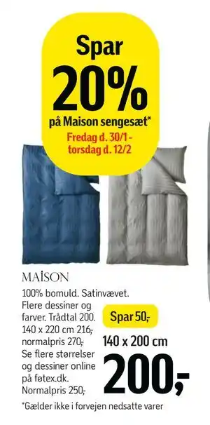 Føtex Spar 20% på Maison sengesæt tilbud