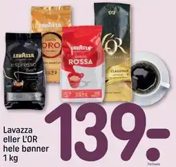 REMA 1000 Lavazza eller L'OR hele bønner 1 kg tilbud