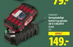 Lidl Genopladeligt batteri og oplader 20 V 2 Ah/20 V 2,4 A tilbud